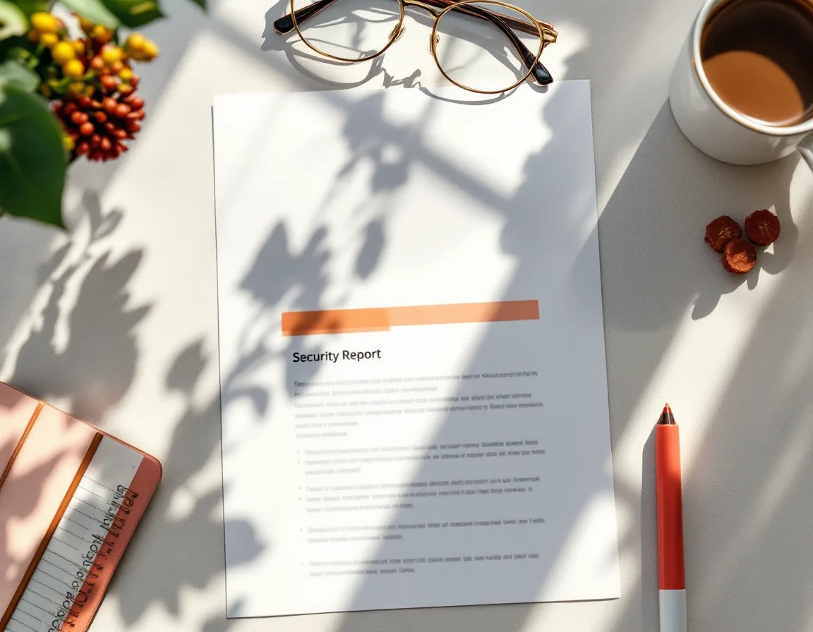 A printed fix-first report on a clinic desk with a highlighter and a mug of coffee